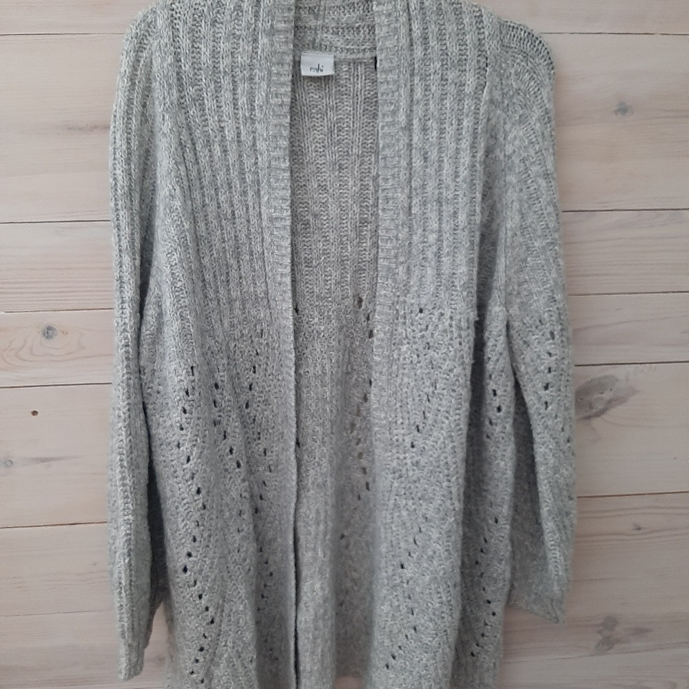 CAbi Heather Gray Open-Front Cardigan